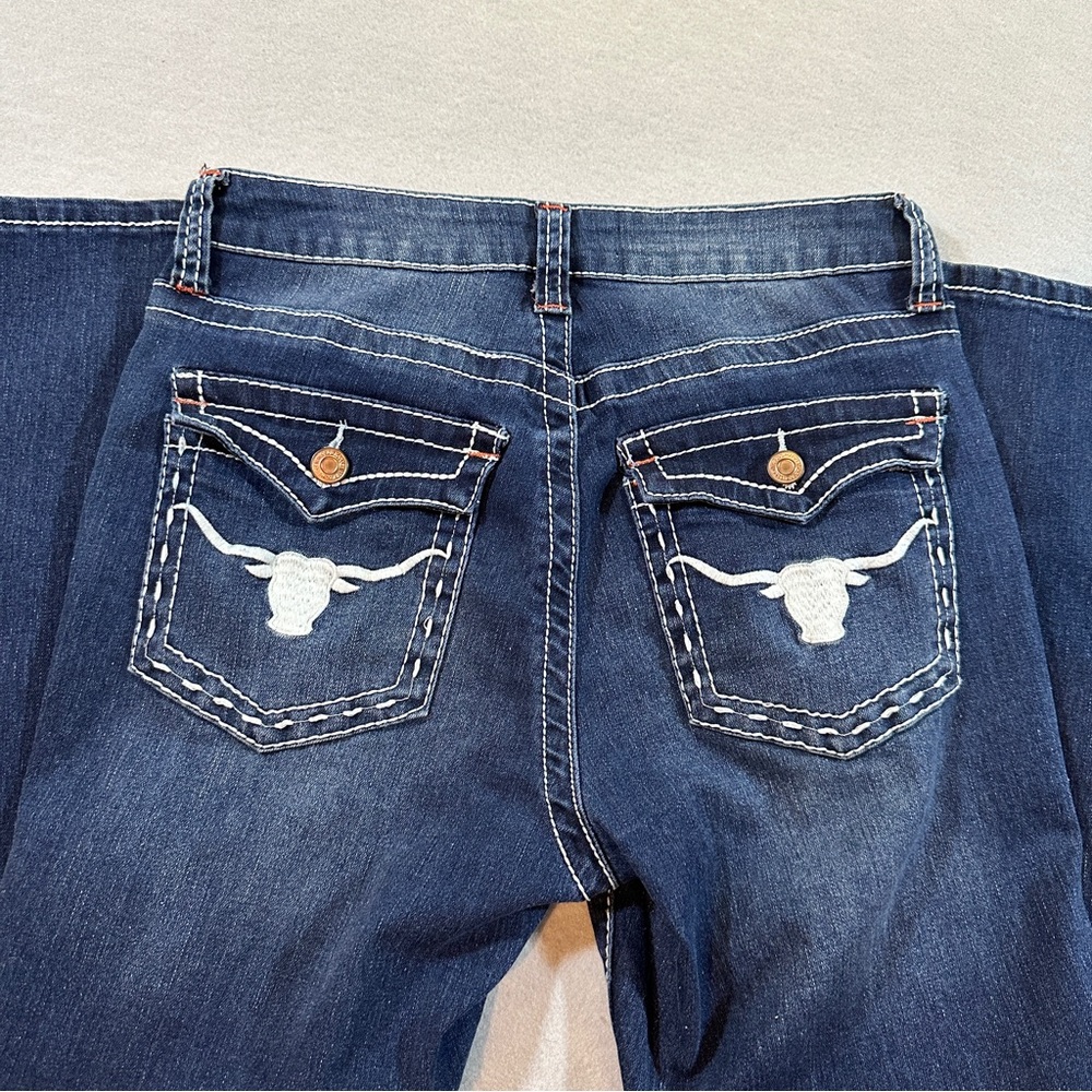 Thread Market Women’s Blue Denim Jeans‎ Size 9/29 Mid Rise Flare Western Cowboy